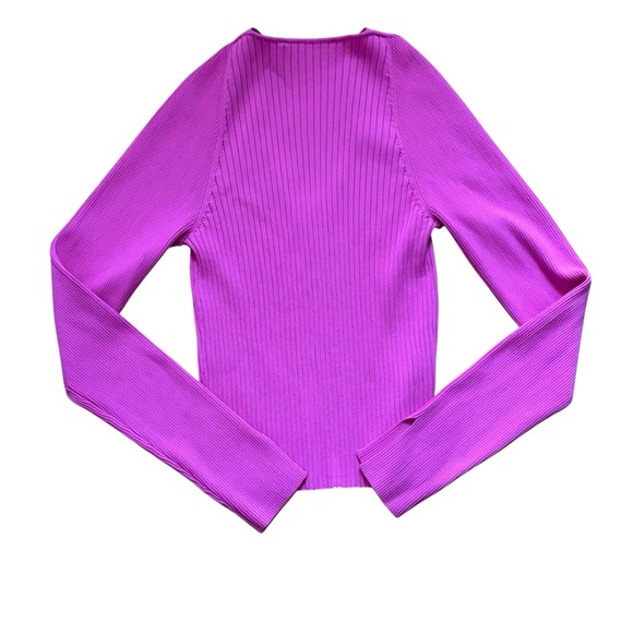 ASTR the Label Estefania Sweater Womens Size Large Pink Ribbed Bright Wicked - Picture 3 of 6